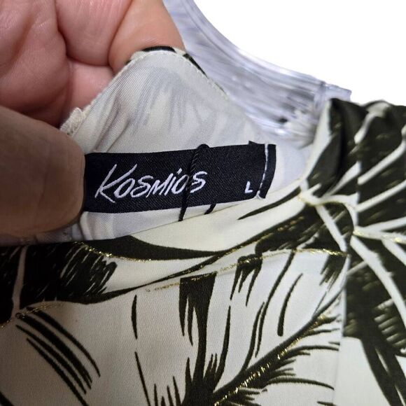 Kosmios Jumpsuit Back Drape Floral Tropical Print Wide Leg Size Large - Picture 11 of 11